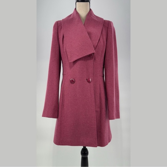 Edina Ronay London Wool Blend Double Breasted Coat Pink US 6 - Picture 12 of 16